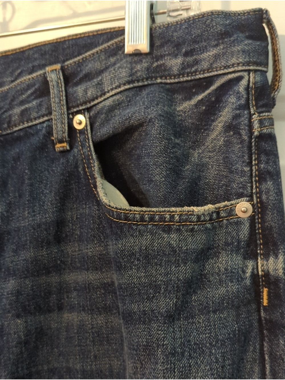 Everlane Dark Wash Distressed Straight Jeans 33 Crop Ripped Jeans Women's - Picture 4 of 11